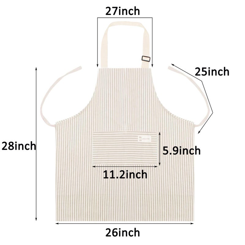 Lofekea Aprons 2 Pack Adjustable Bib Aprons with 2 Pockets Cotton Linen Cooking Kitchen Chef Apron for Women and Men - Image 4
